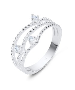 3 Lines Of Silver Ring With CZ Crystal NSR-3171